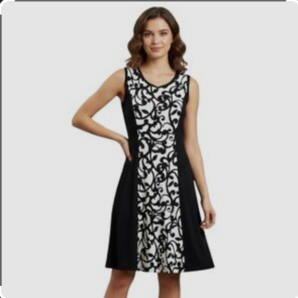 Orange Fashion Village | Black & White Knit Dress